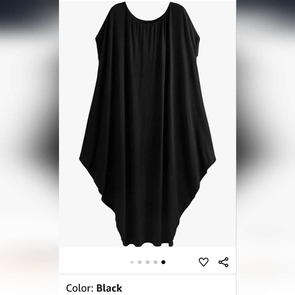 Verdusa Women' Black Boatneck Dolman Sleeve Caftan Harem Oversized Dress